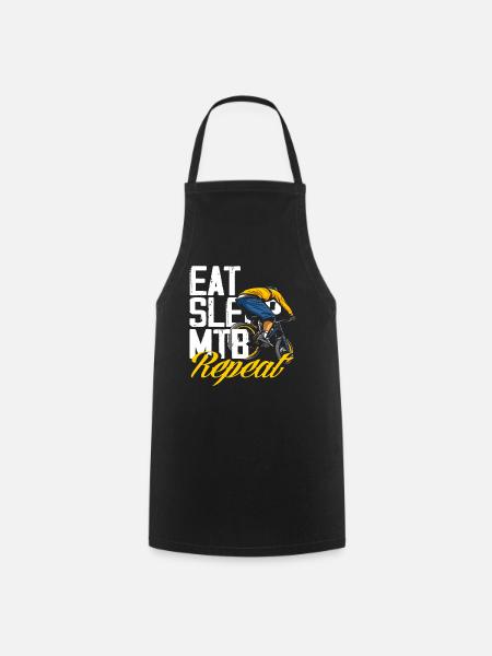 Eat Sleep MTB Repeat Mountain Bike Adventure - Cooking Apron - black