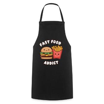 Fast Food Addict Fries and Burgers Gift - Cooking Apron - black - Front - AI Model Male 185 dark (185cm)