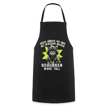 Ironie Travail drôle Chat Drôle Sarcasme Antisocial - Tablier de cuisine - noir - Devant - AI Model Male 185 dark (185cm)