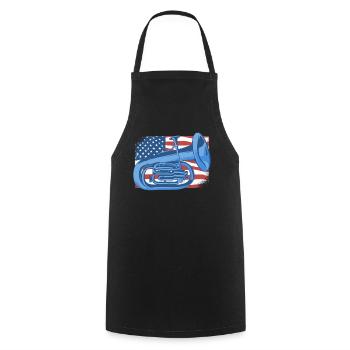 Euphonium Drapeau Américain Instrument Euphoniste - Tablier de cuisine - noir - Devant - AI Model Male 185 dark (185cm)