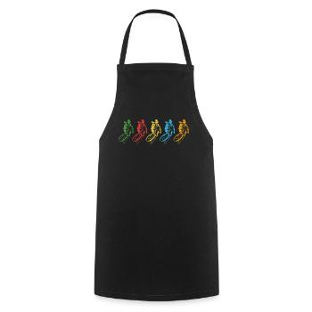 Colorful Cyclist Action Art - Cooking Apron - black - Front - AI Model Male 185 dark (185cm)