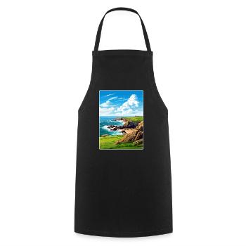 Lands End Cornwall England Travel Poster Souvenir - Cooking Apron - black - Front - AI Model Male 185 dark (185cm)