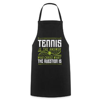 Drôle de joueur de tennis Raquette Tennis - Tablier de cuisine - noir - Devant - AI Model Male 185 dark (185cm)