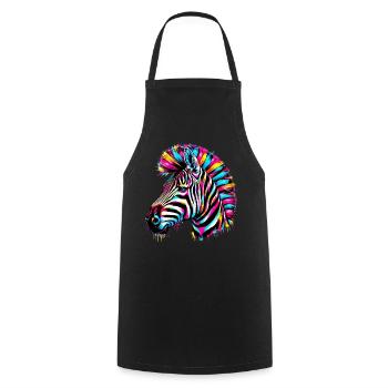 Zebra - Kochschürze - Schwarz - Vorne - AI Model Male 185 dark (185cm)
