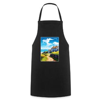Gorran Haven England Travel Poster Souvenir WPA - Cooking Apron - black - Front - AI Model Male 185 dark (185cm)