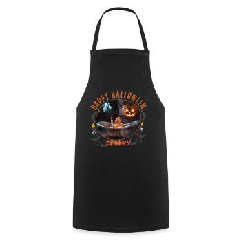 Spooky Halloween Bath Scene - Cooking Apron - black - Front - AI Model Male 185 dark (185cm)