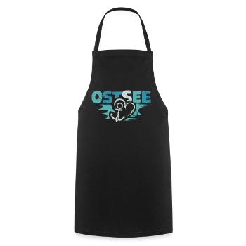 Ancre baltique rétro amour coeur logo symbole vintage - Tablier de cuisine - noir - Devant - AI Model Male 185 dark (185cm)