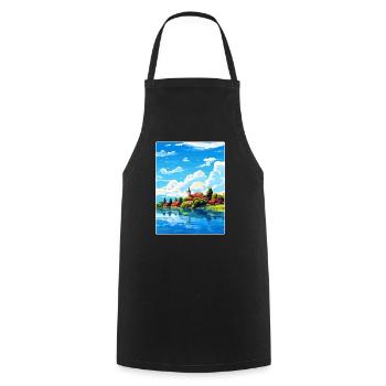 Bodensee Deutschland Europäisches Reiseposter WPA - Kochschürze - Schwarz - Vorne - AI Model Male 185 dark (185cm)