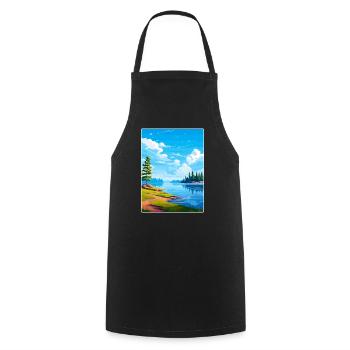 Lake Arrowhead Kalifornien Reise Poster Souvenir - Kochschürze - Schwarz - Vorne - AI Model Male 185 dark (185cm)