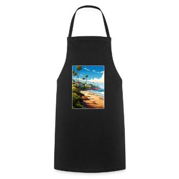 Malibu Kalifornien Reise Poster Souvenir Farbe WPA - Kochschürze - Schwarz - Vorne - AI Model Male 185 dark (185cm)