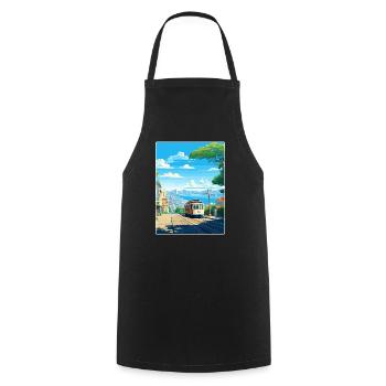 San Francisco Golden Gate Kalifornien Reiseposter - Kochschürze - Schwarz - Vorne - AI Model Male 185 dark (185cm)