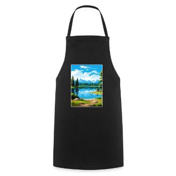 Big Bear Lake California Travel Poster Souvenir - Cooking Apron - black - Front - AI Model Male 185 dark (185cm)