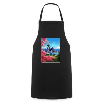 Seattle Washington DC Reiseposter Souvenir WPA - Kochschürze - Schwarz - Vorne - AI Model Male 185 dark (185cm)