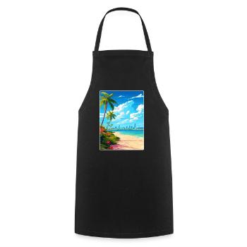 Miami Florida Travel Poster Souvenir Painting WPA - Cooking Apron - black - Front - AI Model Male 185 dark (185cm)
