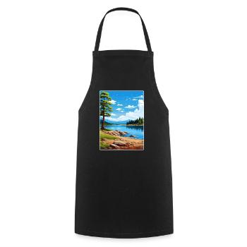 Big Bear Lake California Travel Poster Souvenir - Cooking Apron - black - Front - AI Model Male 185 dark (185cm)