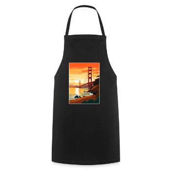 San Francisco Golden Gate Kalifornien Reiseposter - Kochschürze - Schwarz - Vorne - AI Model Male 185 dark (185cm)