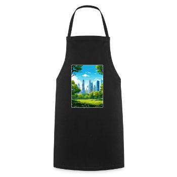 New York State Travel Poster Souvenir Painting WPA - Cooking Apron - black - Front - AI Model Male 185 dark (185cm)