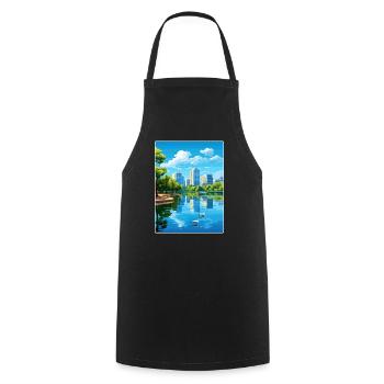 Orlando Beach Florida City Reiseposter Souvenir - Kochschürze - Schwarz - Vorne - AI Model Male 185 dark (185cm)