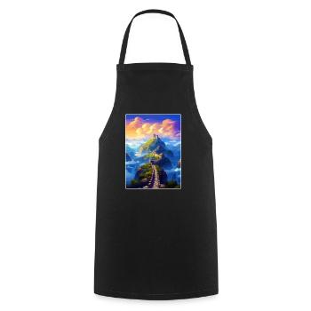 Great of China Travel Poster Souvenir Painting WPA - Cooking Apron - black - Front - AI Model Male 185 dark (185cm)
