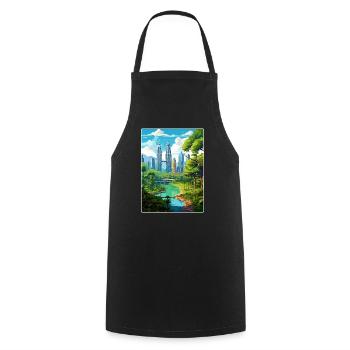 Kuala Lumpur Malaysia Reiseposter Souvenir WPA - Kochschürze - Schwarz - Vorne - AI Model Male 185 dark (185cm)