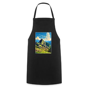Machu Picchu Pérou Affiche de voyage Peinture Souvenir WPA - Tablier de cuisine - noir - Devant - AI Model Male 185 dark (185cm)