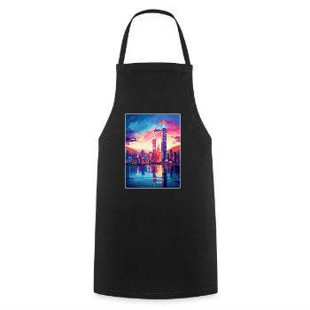 Hong Kong Chine Voyage Affiche Souvenir Peinture WPA - Tablier de cuisine - noir - Devant - AI Model Male 185 dark (185cm)