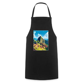 Machu Picchu Peru Reise Poster Souvenir Farbe WPA - Kochschürze - Schwarz - Vorne - AI Model Male 185 dark (185cm)