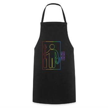 Elevator LGBT Rainbow Repair Inspector Elevator - Cooking Apron - black - Front - AI Model Male 185 dark (185cm)