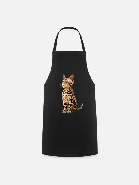 Chat Bengal Chat Léopard Chat Leopardette Chats Bengale - Tablier de cuisine - noir