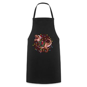 Dinosaure Moche Noël Noël Père Noël - Tablier de cuisine - noir - Devant - AI Model Male 185 dark (185cm)