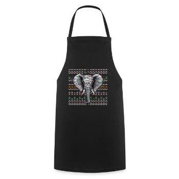 éléphant moche Noël Noël Père Noël - Tablier de cuisine - noir - Devant - AI Model Male 185 dark (185cm)