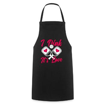 I dink it's love pickleball heart - Cooking Apron - black - Front - AI Model Male 185 dark (185cm)