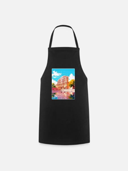 Hawa Mahal Indien Reise Poster Souvenir Farbe WPA - Kochschürze - Schwarz