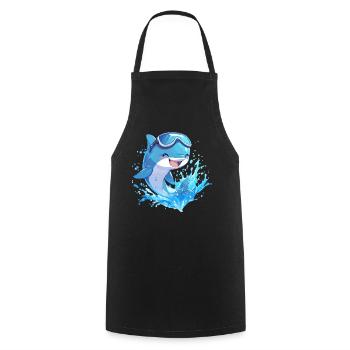Dolphin Delfine Delfin - Kochschürze - Schwarz - Vorne - AI Model Male 185 dark (185cm)