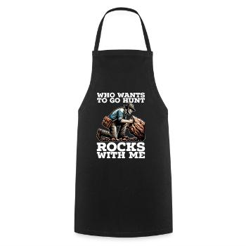 Rockhounding Qui veut aller chasser les roches Géologue - Tablier de cuisine - noir - Devant - AI Model Male 185 dark (185cm)