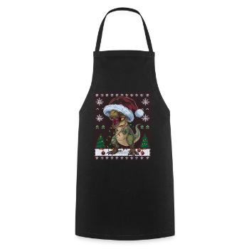 Dinosaur Ugly Christmas Christmas Xmas Trex - Cooking Apron - black - Front - AI Model Male 185 dark (185cm)