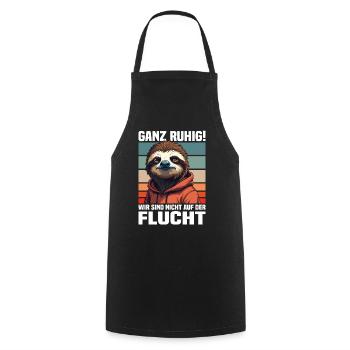Calm down! We're not on the run sloth - Cooking Apron - black - Front - AI Model Male 185 dark (185cm)
