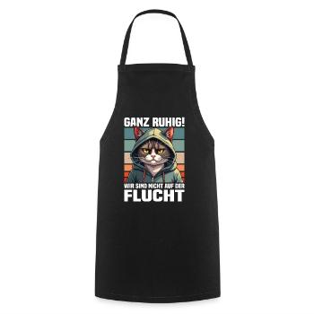 Calm down! We're not on the run cat - Cooking Apron - black - Front - AI Model Male 185 dark (185cm)