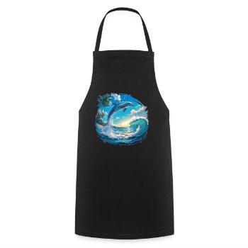 Dolphin Delfine Delfin - Kochschürze - Schwarz - Vorne - AI Model Male 185 dark (185cm)