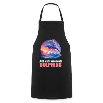 Dolphin Delfine Delfin - Kochschürze - Schwarz - Vorne - AI Model Male 185 dark (185cm)