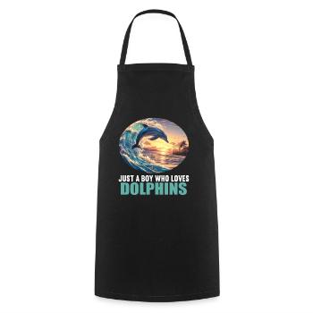 Dolphin Delfine Delfin - Kochschürze - Schwarz - Vorne - AI Model Male 185 dark (185cm)
