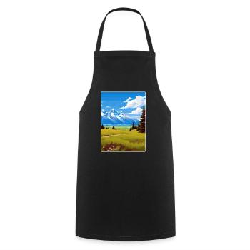 Affiche de voyage souvenir du parc national de Grand Teton - Tablier de cuisine - noir - Devant - AI Model Male 185 dark (185cm)