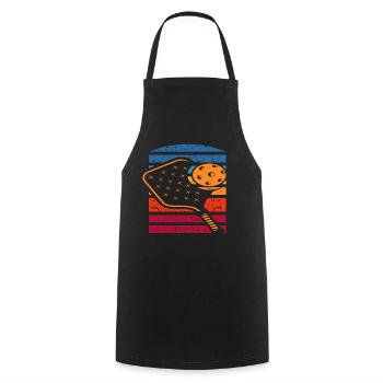 Conception rétro de raquette et de balle de pickleball - Tablier de cuisine - noir - Devant - AI Model Male 185 dark (185cm)