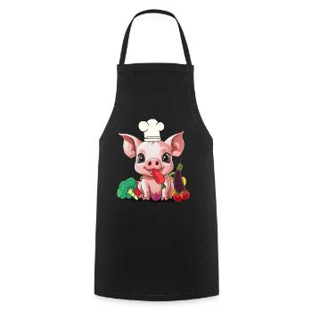 Pig Vegetable Cook Cook Cooks Cook Piglet - Cooking Apron - black - Front - AI Model Male 185 dark (185cm)