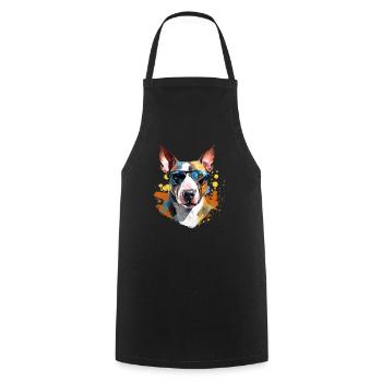 Bull terrier with sunglasses - Cooking Apron - black - Front - AI Model Male 185 dark (185cm)