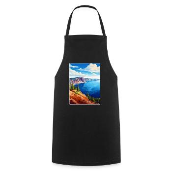 Affiche de voyage souvenir du parc national du lac Crater - Tablier de cuisine - noir - Devant - AI Model Male 185 dark (185cm)