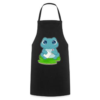 Frosch Schüler Papier Schule - Kochschürze - Schwarz - Vorne - AI Model Male 185 dark (185cm)
