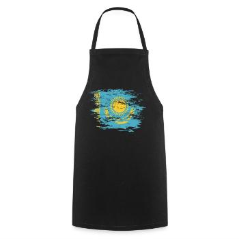 Kazakhstan flag used - Cooking Apron - black - Front - AI Model Male 185 dark (185cm)