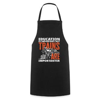 L’éducation est importante, mais les trains sont plus importants - Tablier de cuisine - noir - Devant - AI Model Male 185 dark (185cm)