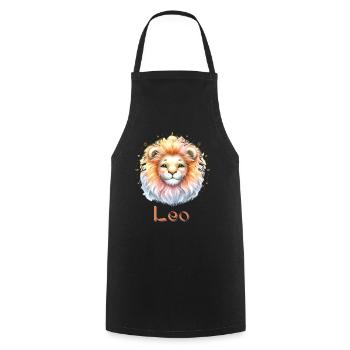Elegantes Leo Sternzeichen Aquarell Geschenk - Kochschürze - Schwarz - Vorne - AI Model Male 185 dark (185cm)